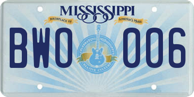 MS license plate BWO006
