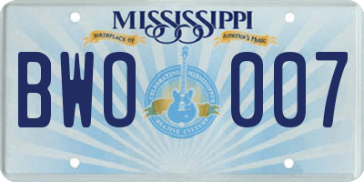 MS license plate BWO007