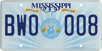 MS license plate BWO008