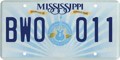 MS license plate BWO011
