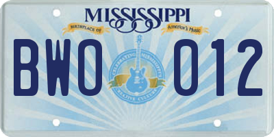 MS license plate BWO012