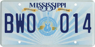 MS license plate BWO014