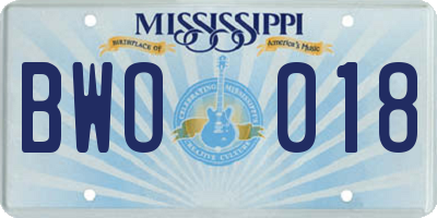 MS license plate BWO018
