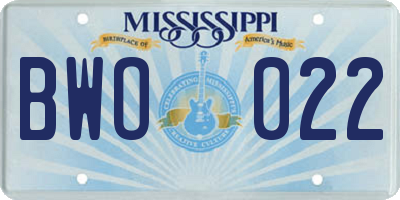 MS license plate BWO022