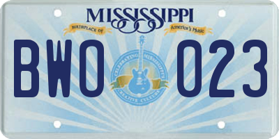 MS license plate BWO023