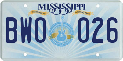 MS license plate BWO026