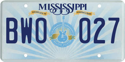 MS license plate BWO027
