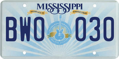 MS license plate BWO030
