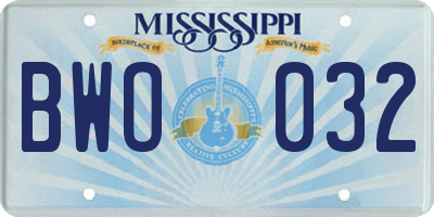 MS license plate BWO032