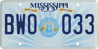 MS license plate BWO033