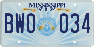 MS license plate BWO034