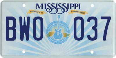 MS license plate BWO037