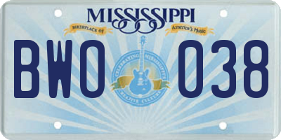 MS license plate BWO038