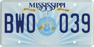 MS license plate BWO039