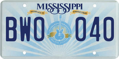 MS license plate BWO040