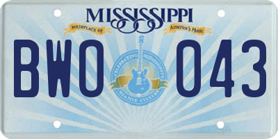 MS license plate BWO043