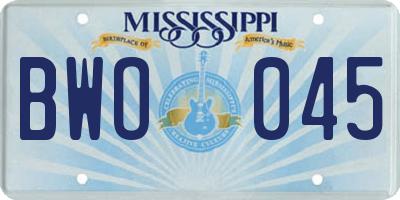 MS license plate BWO045