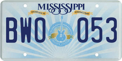 MS license plate BWO053