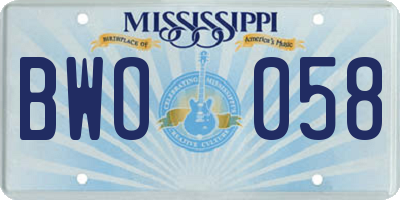 MS license plate BWO058