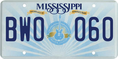 MS license plate BWO060