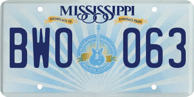 MS license plate BWO063