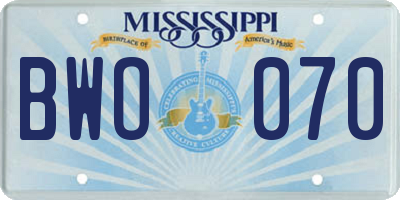 MS license plate BWO070