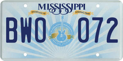 MS license plate BWO072