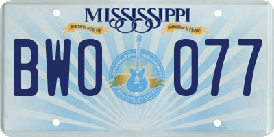 MS license plate BWO077