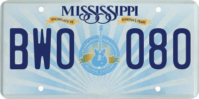 MS license plate BWO080