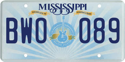 MS license plate BWO089