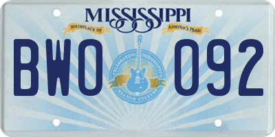 MS license plate BWO092