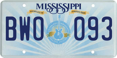 MS license plate BWO093