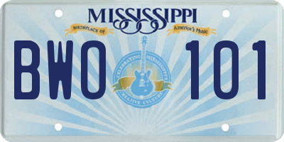 MS license plate BWO101