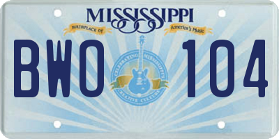 MS license plate BWO104