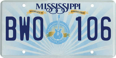 MS license plate BWO106
