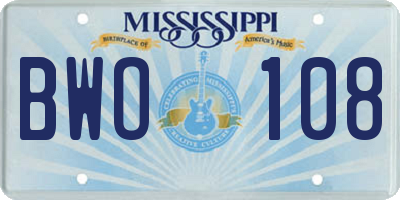 MS license plate BWO108