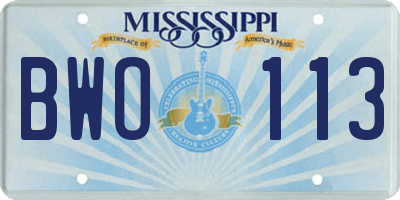 MS license plate BWO113