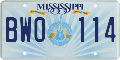 MS license plate BWO114