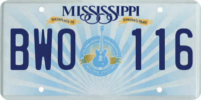 MS license plate BWO116