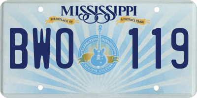 MS license plate BWO119