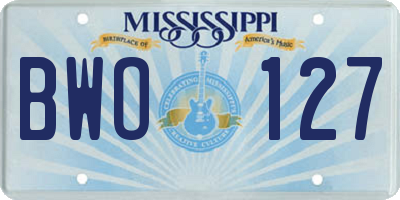 MS license plate BWO127