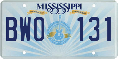 MS license plate BWO131