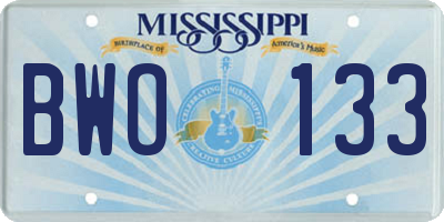 MS license plate BWO133