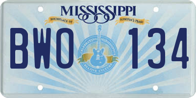 MS license plate BWO134