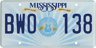 MS license plate BWO138