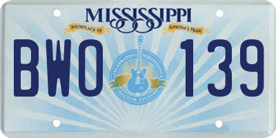 MS license plate BWO139