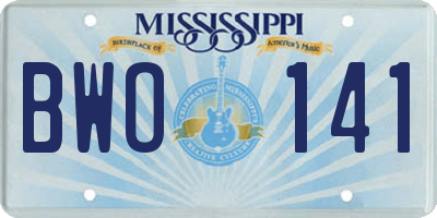 MS license plate BWO141