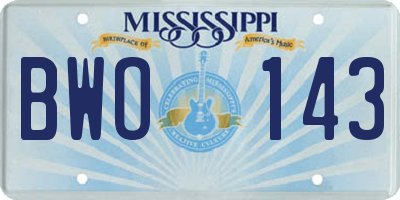 MS license plate BWO143