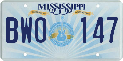 MS license plate BWO147