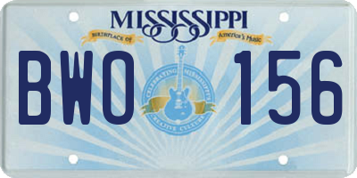 MS license plate BWO156